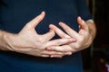 Close up of Caucasian man hands gesticulation Royalty Free Stock Photo