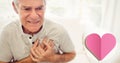 Close-up of caucasian senior man with hands on chest suffering from heart attack Royalty Free Stock Photo
