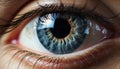 Close up of a caucasian woman blue eye looking at camera generated by AI Royalty Free Stock Photo