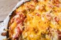 Close up of a cauliflower crust pizza Royalty Free Stock Photo