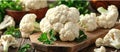 Close-Up Cauliflower on Cutting Board