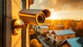 CCTV Modern Security Camera in a Residential District - Generative Ai