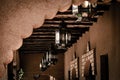 Close up of a ceiling lamp in a traditional Moroccan building