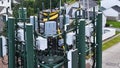 Close Up Of Cell Antenna Tower Boxes Wiring Royalty Free Stock Photo