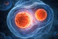Close-Up of Cell Division Process: Detailed View of Mitotic Phase in Biology. Royalty Free Stock Photo