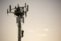 Close Up of Cellphone Tower at Sunset