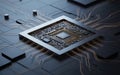 Close-up of a central processing unit on a circuit board Royalty Free Stock Photo