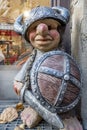 Close-up ceramic figurine of a cute little Viking