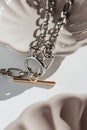 Close-up of chain necklace in gold and silver Royalty Free Stock Photo