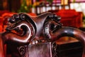 Close-up of chair back of Chinese traditional mahogany furniture