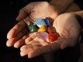 Close-up of Chakra stones