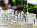 Close up serving champagne at party event