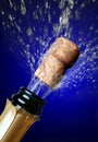 Close up of champagne cork popping