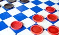 Close up of a checkers board Royalty Free Stock Photo