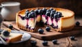 Cheesecake with bluberries close up Royalty Free Stock Photo