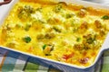 Close-up of hot Cheesy Cheddar Broccoli Casserole Royalty Free Stock Photo