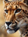 Close-up of cheetah's face, creating essence of dynamism and power, digital painting art Royalty Free Stock Photo