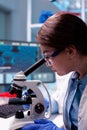 Close up of chemical technician microbiology analysing sample Royalty Free Stock Photo
