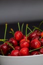 Close up cherries in a bowl, portrait Royalty Free Stock Photo