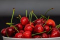 Close up cherries in a bowl Royalty Free Stock Photo