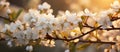 Close up of a cherry blossom tree branch with white flowers Royalty Free Stock Photo