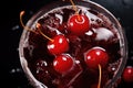 close-up of cherry cola bubbles in a glass Royalty Free Stock Photo