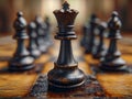 Close Up of Chess Board With Pieces - Strategy Game, Intelligence, Checkmate, King, Queen Royalty Free Stock Photo