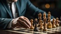 Close-up of a chess player playing a game of chess