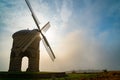 Close up of Chesterton windmill in Warwickshire with early morning sun highlighting the sails. Royalty Free Stock Photo
