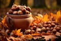 Close-up of chestnuts in bowl