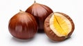 Close-up Chestnuts with peeled, AI Generative