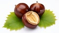 Close-up Chestnuts with peeled, AI Generative