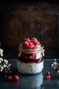 Close-up of chia seed pudding with mixed berries Royalty Free Stock Photo