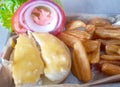 Chicken Sandwhich with fries Royalty Free Stock Photo