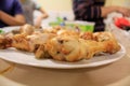 Close-up of the chicken drumsticks in the dish.