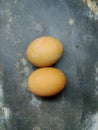 Close-up of chicken eggs with blurred background.
