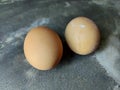 Close-up of chicken eggs with blurred background.