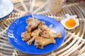Close up of chicken fire on the table Royalty Free Stock Photo