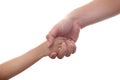 Close-up of child and adult person holding hands Royalty Free Stock Photo