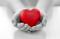 Close up of child hands holding red heart Royalty Free Stock Photo