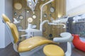 Close up of children chair in dentistry room