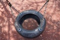 Close up of children rubber tire swing Royalty Free Stock Photo