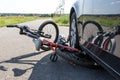 Close Up of a children`s bicycle accident on the street Royalty Free Stock Photo