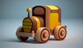 Close-up children\'s toy made of natural wood in the form of a dump truck on a white isolated background Royalty Free Stock Photo