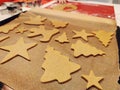 Close up of childs hands making christmas cookies Royalty Free Stock Photo