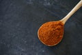 Close up of chili powder isolated on black background Royalty Free Stock Photo