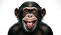 Playful Chimpanzee funny with gesture Sticking Out Tongue