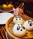 Close up of a Chinese bao dessert.