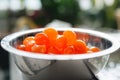 Close up of chinese golden salted egg yolk Royalty Free Stock Photo