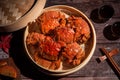 Steamed Chinese mitten crab or shanghai hairy crabs Royalty Free Stock Photo